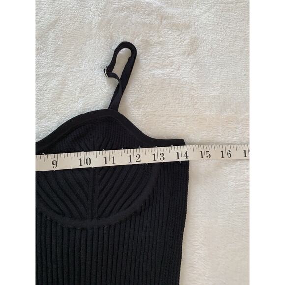 Helmut Lang Womens Dress Black Sleeveless Rib Knit Underwire Bodycon Medium Midi - Picture 7 of 10